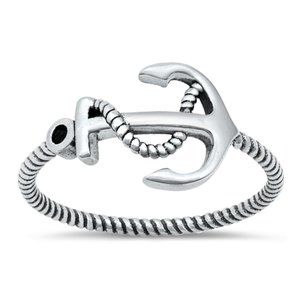 Sterling Silver Anchor Ring 10 mm 925 Fashion Band